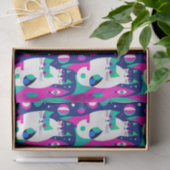 紺色モダンに描かれた世紀中頃の猫 薄葉紙 (ギフト)