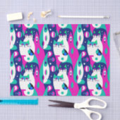 紺色モダンに描かれた世紀中頃の猫 薄葉紙 (クラフト)