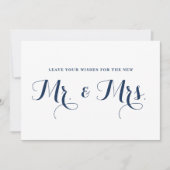 紺色モダンカリグラフィー 新郎新婦への願いサイン 招待状 (正面)