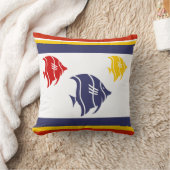 紺色、黄色、赤魚 クッション (ブランケット)