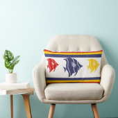 紺色、黄色、赤魚 ランバークッション (椅子)