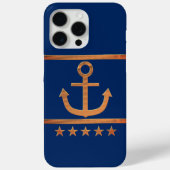 紺青の背景の金色の錨 Case-Mate iPhoneケース (裏面)