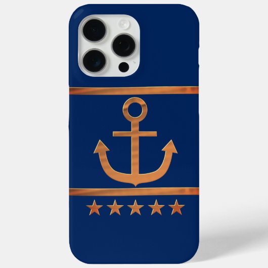紺青の背景の金色の錨 Case-Mate iPhoneケース (裏面)