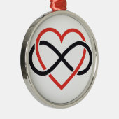 終ることがない愛、無限印が付いている赤いハート メタルオーナメント (右)