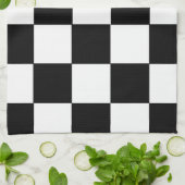 終わりのレースカーの旗の白黒はチェスを平方します キッチンタオル (折り畳み)