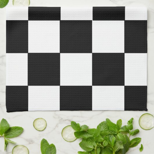 終わりのレースカーの旗の白黒はチェスを平方します キッチンタオル (折り畳み)