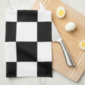 終わりのレースカーの旗の白黒はチェスを平方します キッチンタオル (四つ折り)