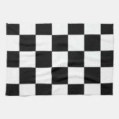 終わりのレースカーの旗の白黒はチェスを平方します キッチンタオル (横)