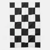 終わりのレースカーの旗の白黒はチェスを平方します キッチンタオル (縦)