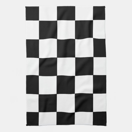 終わりのレースカーの旗の白黒はチェスを平方します キッチンタオル (縦)