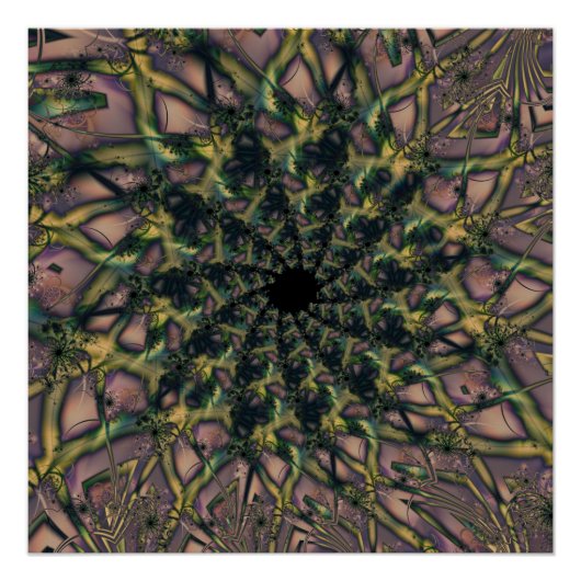 終了なし |ピンクと黄色のフラクタルアート ポスター (正面)