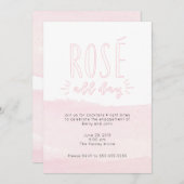 終日の水彩画のカクテルのパーティの招待状は上がりました 招待状 (正面/裏面)