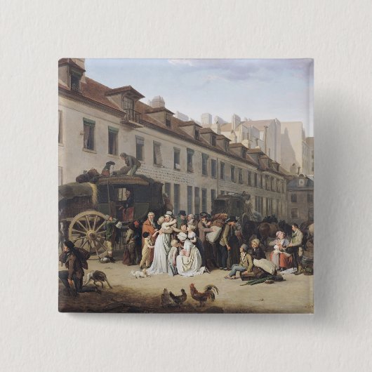 終点の駅馬車の到着 缶バッジ (正面)