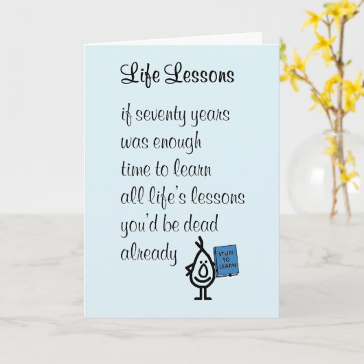 終身おもしろい詩 カード (黄色い花)