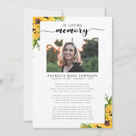 終身葬儀詩のお祝い 案内状 (正面)