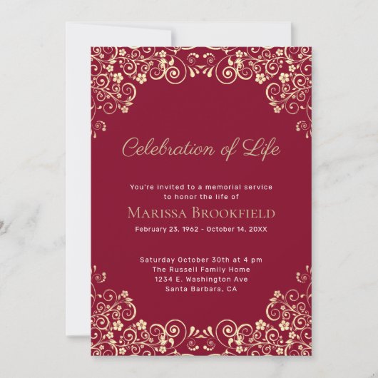 終身葬祭お祝い 招待状 (正面)