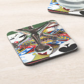 組のジャッキ、コルクの背部が付いているプラスチックコースター コースター (左側)