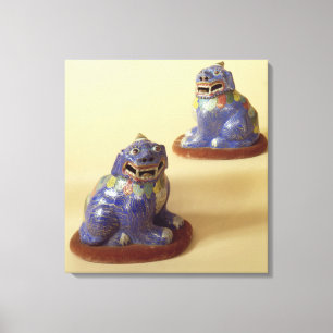 組の中国のなcloisonne犬、18世紀 キャンバスプリント