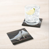 組の白い鳩 スクエアペーパーコースター (インサイチュ)