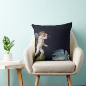 組の白鳥(パネルの油)導かれているキューピッド クッション (椅子)