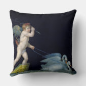 組の白鳥(パネルの油)導かれているキューピッド クッション (裏面)