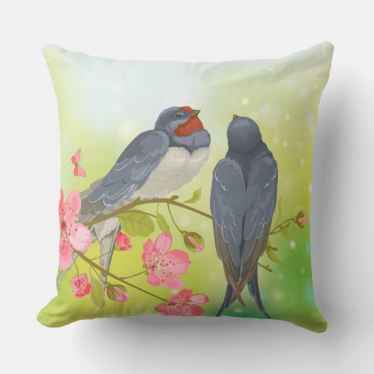 組の美しいつばめの鳥の装飾用クッション クッション (正面)