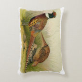 組の草が茂った分野のリングのネックのキジ アクセントクッション (正面(垂直))