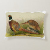 組の草が茂った分野のリングのネックのキジ アクセントクッション (裏面)