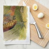 組の草が茂った分野のリングのネックのキジ キッチンタオル (四つ折り)