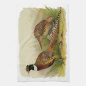 組の草が茂った分野のリングのネックのキジ キッチンタオル (縦)