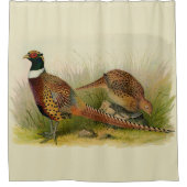 組の草が茂った分野のリングのネックのキジ シャワーカーテン (正面)