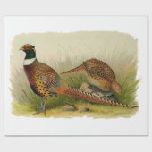 組の草が茂った分野のリングのネックのキジ ラッピングペーパー (フラット)