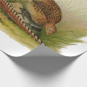 組の草が茂った分野のリングのネックのキジ ラッピングペーパー (角)