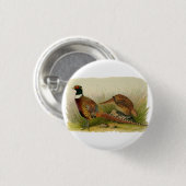 組の草が茂った分野のリングのネックのキジ 缶バッジ (正面&裏面)