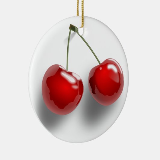 組の2赤は茎のさくらんぼをよじ登ります セラミックオーナメント (右)