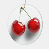 組の2赤は茎のさくらんぼをよじ登ります セラミックオーナメント (左)