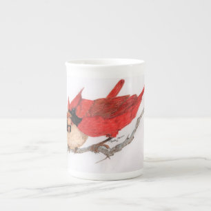 組の(鳥)ショウジョウコウカンチョウのコーヒー・マグ ボーンチャイナマグカップ