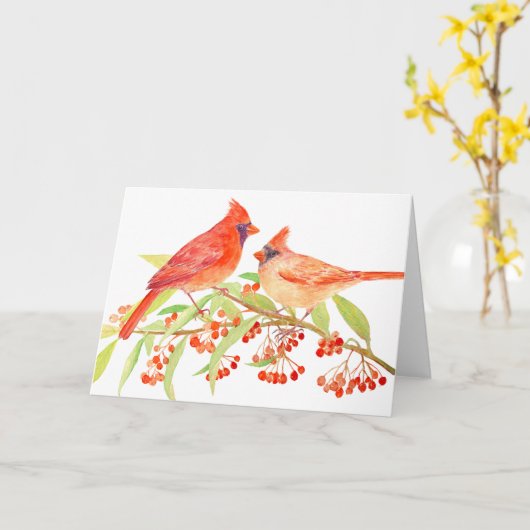 組の(鳥)ショウジョウコウカンチョウの挨拶状 カード (黄色い花)