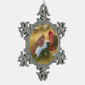 組の(鳥)ショウジョウコウカンチョウ スノーフレークピューターオーナメント (左)