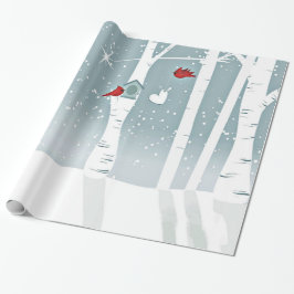 組のSnowyの森の赤く基本的な鳥 ラッピングペーパー