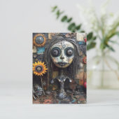 組みファンキー合わせカラフル混合メディアコラージュ ポストカード (スタンド正面)