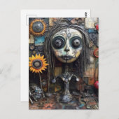 組みファンキー合わせカラフル混合メディアコラージュ ポストカード (正面/裏面)