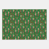 組み合わせカラートナカイとベルとリース ラッピングペーパーシート (正面3)