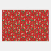 組み合わせカラートナカイとベルとリース ラッピングペーパーシート (正面2)