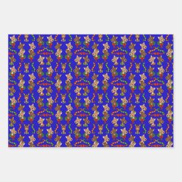 組み合わせカラートナカイとベルとリース ラッピングペーパーシート