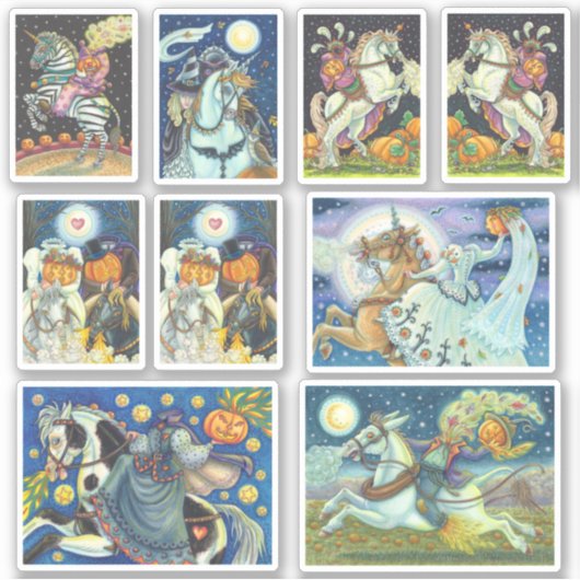 組み合わせヘッドレスホースマンホースウーマンハロウィーン シール (正面)