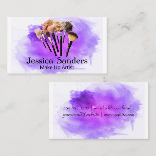 組み合わせメイクアップブラシ | 水彩画 名刺 (正面/裏面)