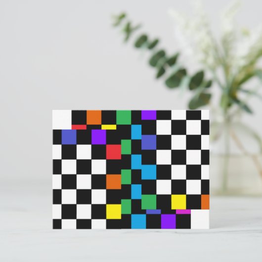 組み合わせレインボーハガキレトロポストモダン ポストカード (スタンド正面)