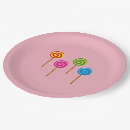 組み合わせ緩和曲線カラフル棒つきキャンデー ペーパープレート (アングル)