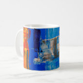 組み合わせ色の抽象芸術絵画: コーヒーマグカップ (正面左)